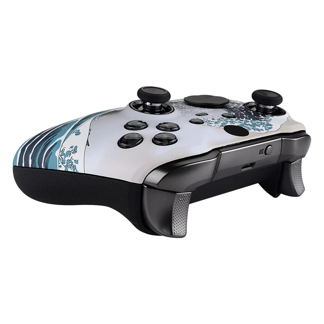 Alt view image 7 of 7 - eXtremeRate The Great Wave Patterned Faceplate Cover, Soft Touch Front Housing Shell Case Replacement Kit for Xbox One Elite Series 2, Xbox Elite 2 Core Controller Model 1797 - Accent Rings Included