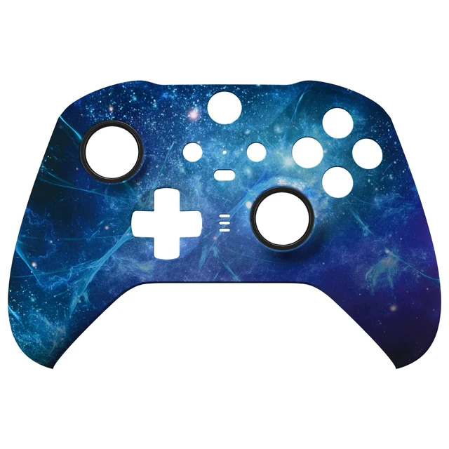 Alt view image 3 of 7 - eXtremeRate Blue Nebula Replacement Faceplate Cover for Xbox One Elite Controller Series 2 (Model 1797), Soft Touch Front Housing Shell Case & Accent Rings for Xbox Elite Series 2 Core Controller