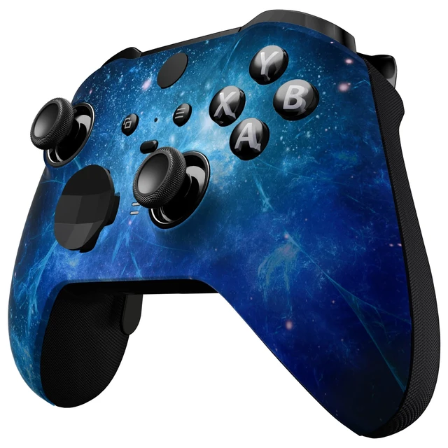 Alt view image 6 of 7 - eXtremeRate Blue Nebula Replacement Faceplate Cover for Xbox One Elite Controller Series 2 (Model 1797), Soft Touch Front Housing Shell Case & Accent Rings for Xbox Elite Series 2 Core Controller