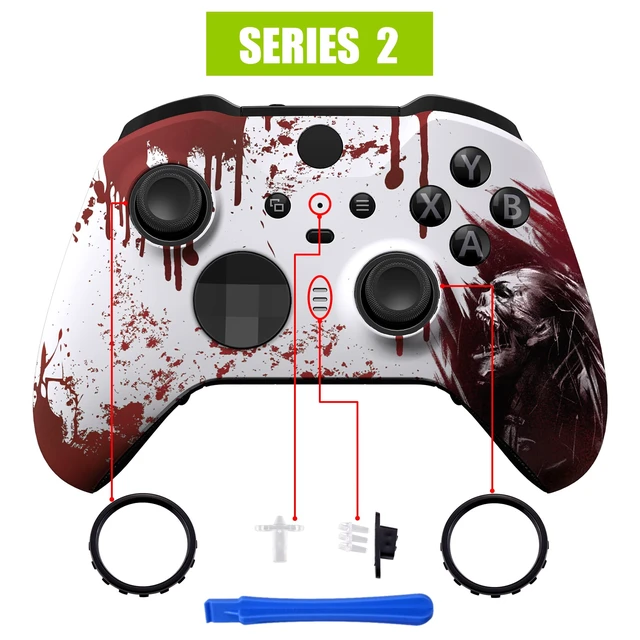 Alt view image 4 of 7 - eXtremeRate Blood Zombie Replacement Faceplate Cover for Xbox One Elite Controller Series 2 (Model 1797), Soft Touch Front Housing Shell Case & Accent Rings for Xbox Elite Series 2 Core Controller