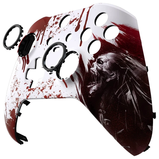 Alt view image 5 of 7 - eXtremeRate Blood Zombie Replacement Faceplate Cover for Xbox One Elite Controller Series 2 (Model 1797), Soft Touch Front Housing Shell Case & Accent Rings for Xbox Elite Series 2 Core Controller