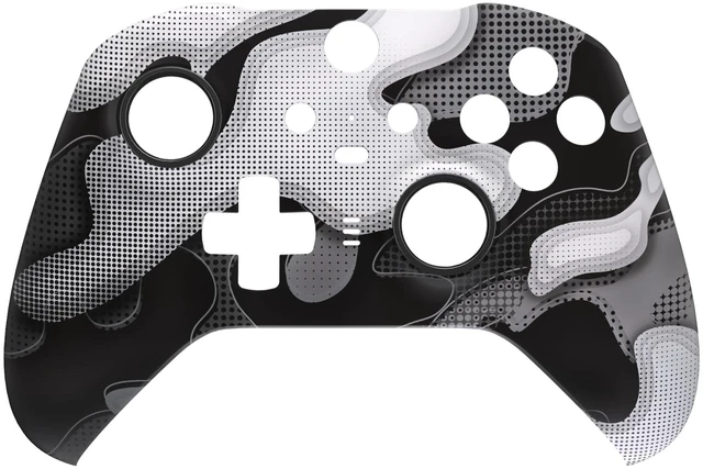 Alt view image 3 of 7 - eXtremeRate Black White Camouflage Replacement Faceplate Cover for Xbox One Elite Controller Series 2 (Model 1797) Soft Touch Front Housing Shell & Accent Rings for Xbox Elite Series 2 Core Controller
