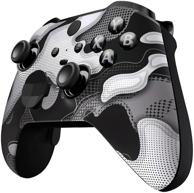 Alt view image 5 of 7 - eXtremeRate Black White Camouflage Replacement Faceplate Cover for Xbox One Elite Controller Series 2 (Model 1797) Soft Touch Front Housing Shell & Accent Rings for Xbox Elite Series 2 Core Controller