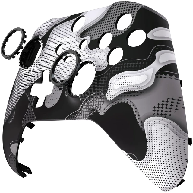 Alt view image 7 of 7 - eXtremeRate Black White Camouflage Replacement Faceplate Cover for Xbox One Elite Controller Series 2 (Model 1797) Soft Touch Front Housing Shell & Accent Rings for Xbox Elite Series 2 Core Controller