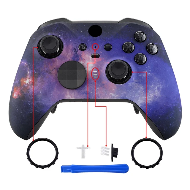 Alt view image 4 of 7 - eXtremeRate Nebula Galaxy Patterned Faceplate Cover, Soft Touch Front Housing Shell Case Replacement Kit for Xbox One Elite Series 2, Xbox Elite 2 Core Controller Model 1797 - Controller NOT Included