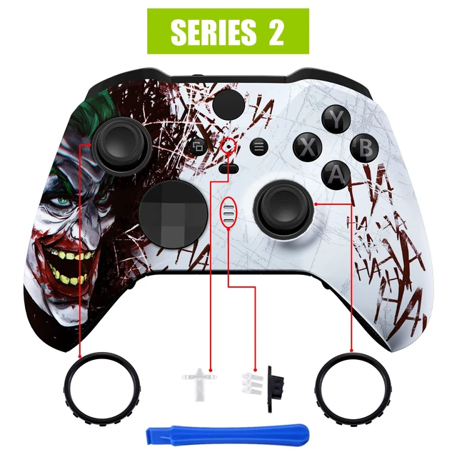 Alt view image 4 of 7 - eXtremeRate Clown HAHAHA Replacement Faceplate Cover for Xbox One Elite Controller Series 2 (Model 1797), Soft Touch Front Housing Shell Case & Accent Rings for Xbox Elite Series 2 Core Controller