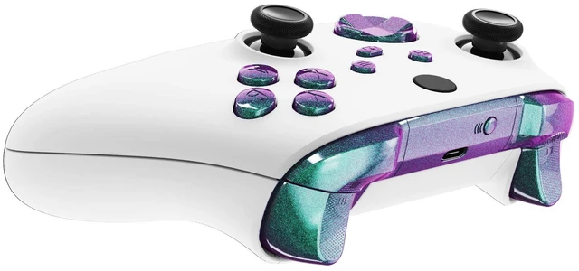 Alt view image 6 of 7 - eXtremeRate Replacement Buttons for Xbox Core Wireless Controller, Chameleon Purple Blue Bumpers Trigers Dpad ABXY Start Back Sync Share Keys Accessories Parts for Xbox Series X & S Controller