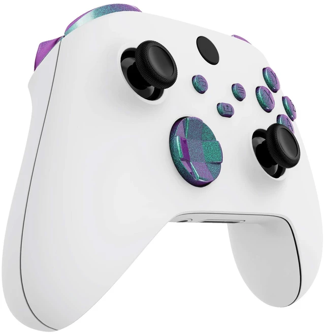 Alt view image 4 of 7 - eXtremeRate Replacement Buttons for Xbox Core Wireless Controller, Chameleon Purple Blue Bumpers Trigers Dpad ABXY Start Back Sync Share Keys Accessories Parts for Xbox Series X & S Controller
