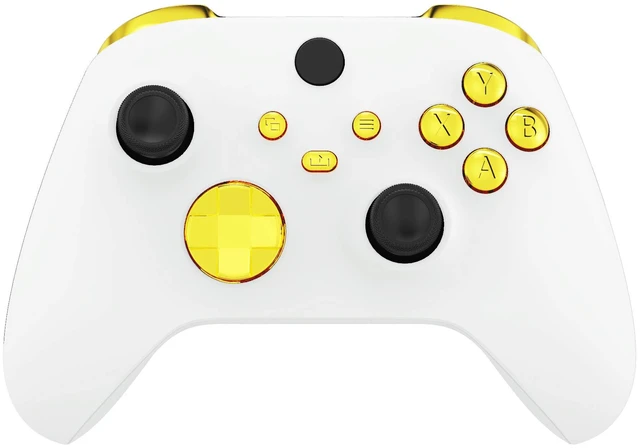 Main image of eXtremeRate Replacement Buttons for Xbox Core Wireless Controller, Chrome Gold Glossy Custom LB RB LT RT Bumpers Trigers Dpad ABXY Start Back Sync Share Keys Parts for Xbox Series X & S Controller