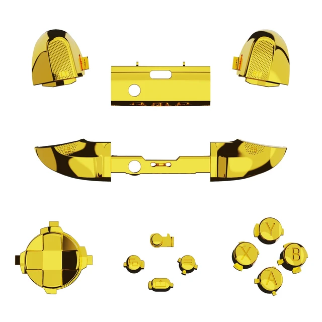 Alt view image 3 of 7 - eXtremeRate Replacement Buttons for Xbox Core Wireless Controller, Chrome Gold Glossy Custom LB RB LT RT Bumpers Trigers Dpad ABXY Start Back Sync Share Keys Parts for Xbox Series X & S Controller