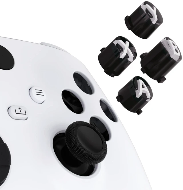 Main image of eXtremeRate ABXY Buttons for Xbox Series X & S Controller, Three-Tone Black & Clear with White Classic Symbols Action Keys Replacement Buttons for Xbox One S/X, Elite Series 2 & 1 Wireless Controller