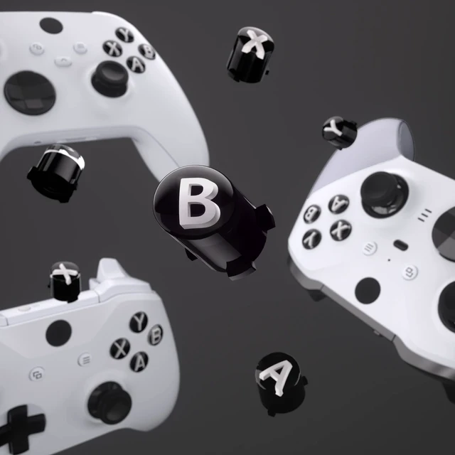 Alt view image 5 of 7 - eXtremeRate ABXY Buttons for Xbox Series X & S Controller, Three-Tone Black & Clear with White Classic Symbols Action Keys Replacement Buttons for Xbox One S/X, Elite Series 2 & 1 Wireless Controller