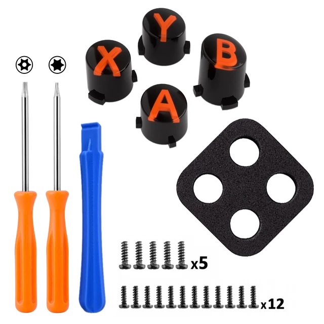 Alt view image 2 of 7 - eXtremeRate ABXY Buttons for Xbox Series X & S Controller, Three-Tone Black & Clear with Orange Classic Symbols Action Keys Replacement Buttons for Xbox One S/X, Elite Series 2 & 1 Wireless Controller