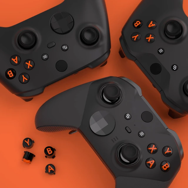 Alt view image 7 of 7 - eXtremeRate ABXY Buttons for Xbox Series X & S Controller, Three-Tone Black & Clear with Orange Classic Symbols Action Keys Replacement Buttons for Xbox One S/X, Elite Series 2 & 1 Wireless Controller