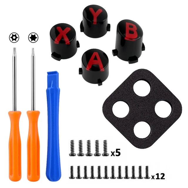 Alt view image 2 of 7 - eXtremeRate ABXY Buttons for Xbox Series X & S Controller, Three-Tone Black & Clear with Carmine Red Classic Symbols Replacement Action Buttons for Xbox One S/X, Elite Series 2 & 1 Wireless Controller