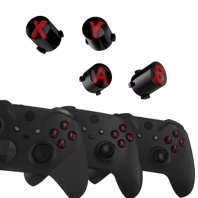 Alt view image 3 of 7 - eXtremeRate ABXY Buttons for Xbox Series X & S Controller, Three-Tone Black & Clear with Carmine Red Classic Symbols Replacement Action Buttons for Xbox One S/X, Elite Series 2 & 1 Wireless Controller