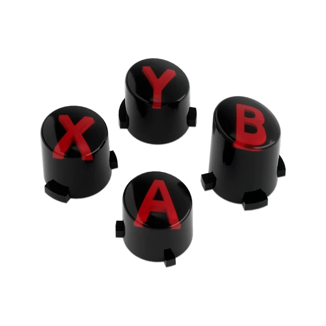 Alt view image 4 of 7 - eXtremeRate ABXY Buttons for Xbox Series X & S Controller, Three-Tone Black & Clear with Carmine Red Classic Symbols Replacement Action Buttons for Xbox One S/X, Elite Series 2 & 1 Wireless Controller