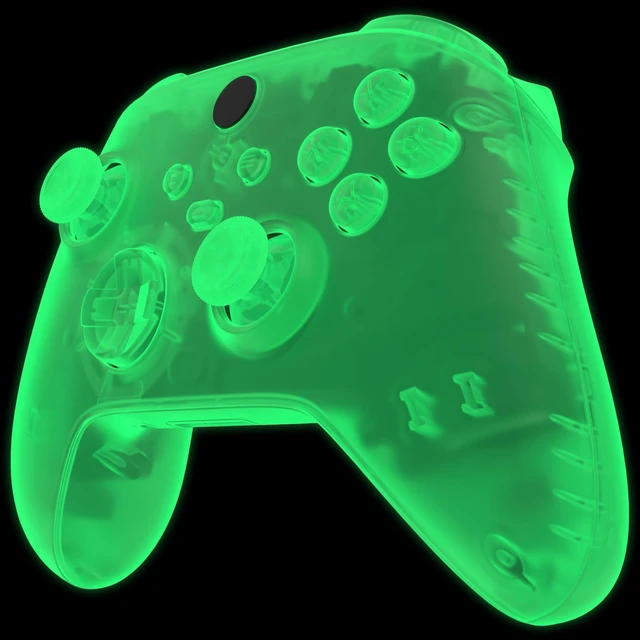 Alt view image 4 of 7 - eXtremeRate Full Set Shell Buttons for Xbox Series X & S Controller, Glow in Dark - Green Replacement Side Rails Grips Front Back Plate Cover for Xbox Core Wireless - Controller NOT Included