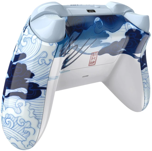 Alt view image 6 of 7 - eXtremeRate Full Set Shell Buttons for Xbox Series X/S Controller, Porcelain Dragon Custom Replacement Side Rails Grips Front Back Plate Cover for Xbox Core Wireless Controller