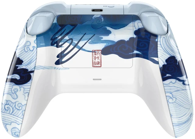 Alt view image 7 of 7 - eXtremeRate Full Set Shell Buttons for Xbox Series X/S Controller, Porcelain Dragon Custom Replacement Side Rails Grips Front Back Plate Cover for Xbox Core Wireless Controller