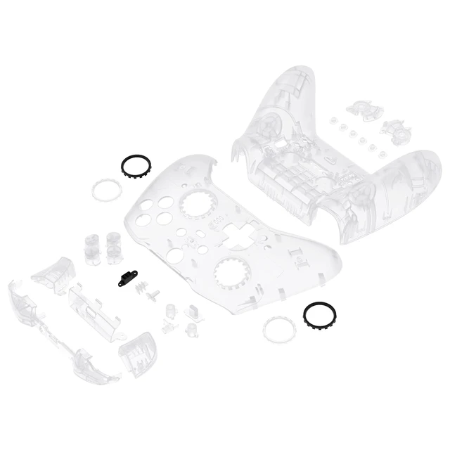 Alt view image 5 of 7 - eXtremeRate Full Set Shell Buttons for Xbox One Elite Series 2 Controller, Clear Replacement Faceplate Back Plate Bottom Shell Case with Buttons for Xbox Elite Series 2 Core Controller - Model 1797