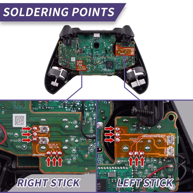 Alt view image 6 of 7 - eXtremeRate Thumbsticks Drift Fix Kit for Xbox Series X & S Controller, Custom Accessories Analog Stick Drift Repair Board for Xbox Core Controller, for Xbox One Elite Wireless Controller