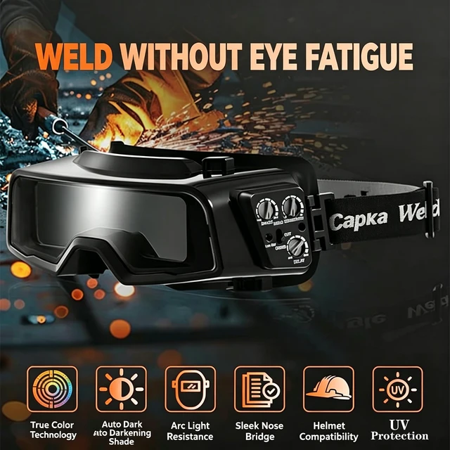 Alt view image 3 of 7 - True Color Auto Darkening Welding Helmet, Wide Shade Range 4/5-9/9-13, Grinding Function, 2-in-1 Detachable Welding Face Mask & Eye Goggles, Welder Hood for TIG MIG ARC Plasma Cutting