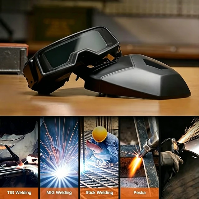 Alt view image 6 of 7 - True Color Auto Darkening Welding Helmet, Wide Shade Range 4/5-9/9-13, Grinding Function, 2-in-1 Detachable Welding Face Mask & Eye Goggles, Welder Hood for TIG MIG ARC Plasma Cutting