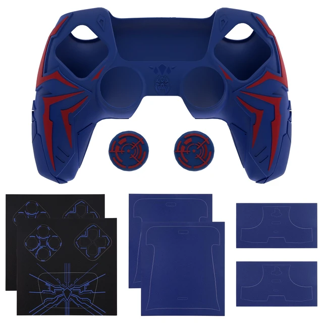 Alt view image 7 of 7 - PlayVital Design for ps5 Controller Silicone Case with 2 Thumb Grips and 6 Sticker, Cyber Spider Design, Slip-Resistant Shockproof Controller Cover Skin, Fits for Charging Dock, Red & Blue