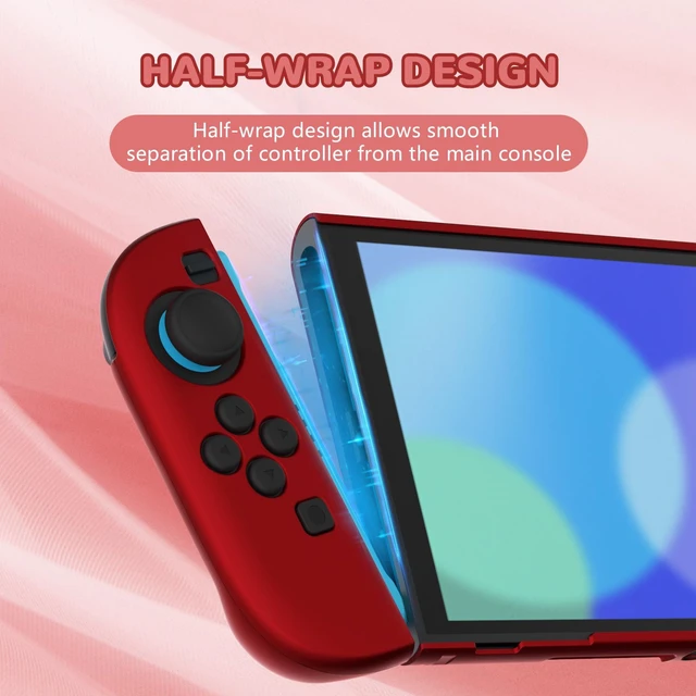 Alt view image 3 of 7 - PlayVital Hard Case for Nintendo Switch 2 with Extra Stand & Thumb Grip Caps | Split Design, Dockable Protective Full-Body Shell Cover for Nintendo Switch 2 | Solid Color Series (Scarlet Red)