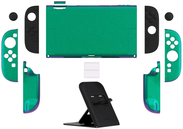Alt view image 2 of 7 - PlayVital Protective Case for Nintendo Switch 2 with Extra Stand & Thumb Grip Caps | Split Design, Dockable Hard Cover Shell for Nintendo Switch 2 | Solid Color Series, Chameleon Green Purple