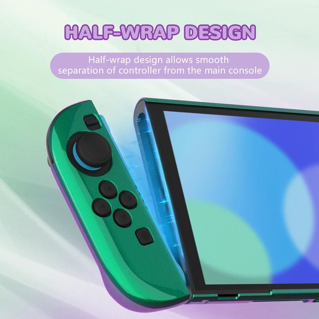 Alt view image 3 of 7 - PlayVital Protective Case for Nintendo Switch 2 with Extra Stand & Thumb Grip Caps | Split Design, Dockable Hard Cover Shell for Nintendo Switch 2 | Solid Color Series, Chameleon Green Purple