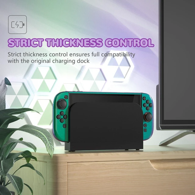 Alt view image 4 of 7 - PlayVital Protective Case for Nintendo Switch 2 with Extra Stand & Thumb Grip Caps | Split Design, Dockable Hard Cover Shell for Nintendo Switch 2 | Solid Color Series, Chameleon Green Purple