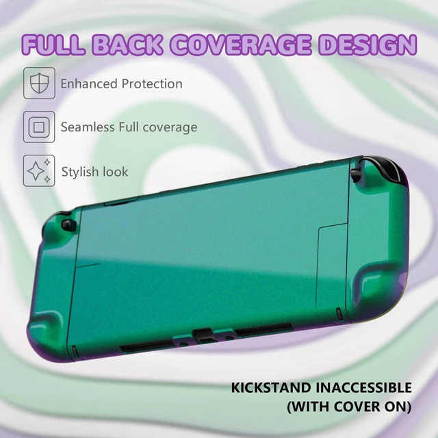 Alt view image 5 of 7 - PlayVital Protective Case for Nintendo Switch 2 with Extra Stand & Thumb Grip Caps | Split Design, Dockable Hard Cover Shell for Nintendo Switch 2 | Solid Color Series, Chameleon Green Purple