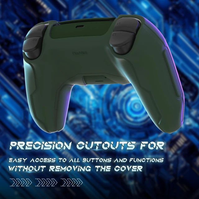 Alt view image 4 of 7 - PlayVital Mecha Edition Silicone Cover Compatible with ps5 Controller with 2 Joystick Caps and 6 Stickers, Shockproof Non-Slip Grip Protector Accessories, Fits for ps5 Charging Station - Racing Green