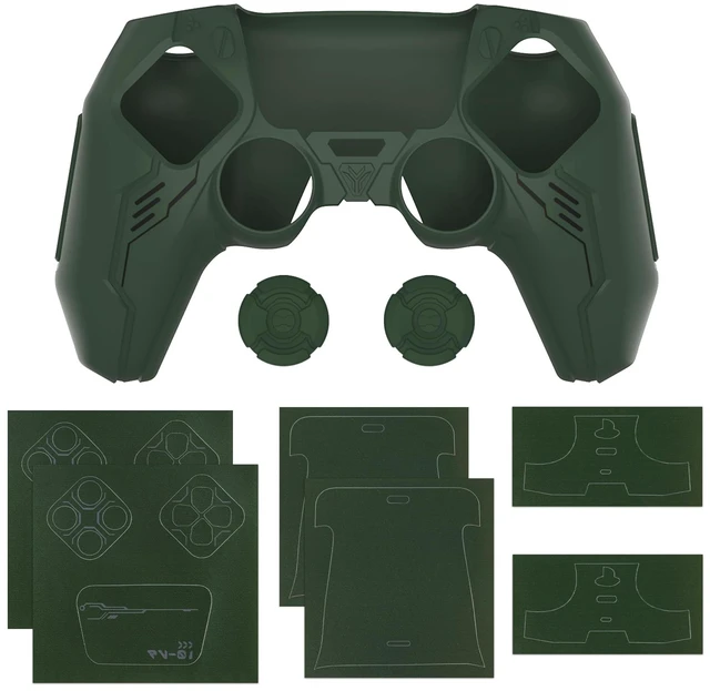 Alt view image 7 of 7 - PlayVital Mecha Edition Silicone Cover Compatible with ps5 Controller with 2 Joystick Caps and 6 Stickers, Shockproof Non-Slip Grip Protector Accessories, Fits for ps5 Charging Station - Racing Green