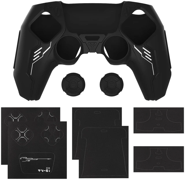 Alt view image 7 of 7 - PlayVital Mecha Edition Silicone Cover Compatible with ps5 Controller with 2 Joystick Caps and 6 Stickers, Shockproof Non-Slip Grip Protector Accessories, Fits for ps5 Charging Station - Black