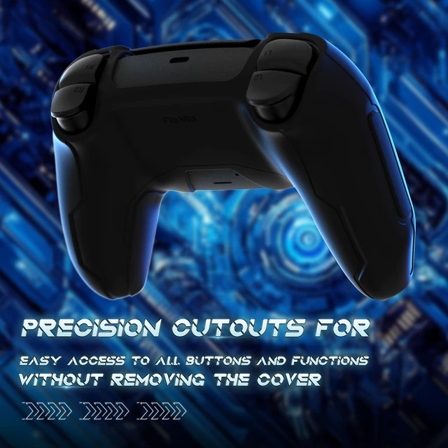 Alt view image 4 of 7 - PlayVital Mecha Edition Silicone Cover Compatible with ps5 Controller with 2 Joystick Caps and 6 Stickers, Shockproof Non-Slip Grip Protector Accessories, Fits for ps5 Charging Station - Black