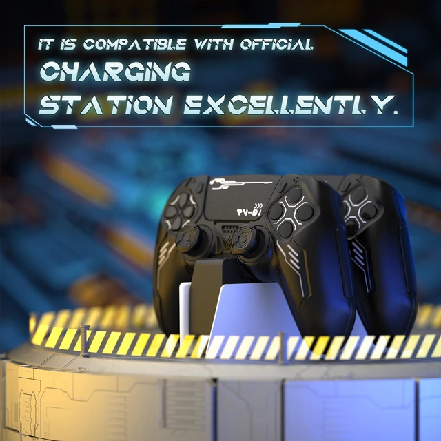 Alt view image 3 of 7 - PlayVital Mecha Edition Silicone Cover Compatible with ps5 Controller with 2 Joystick Caps and 6 Stickers, Shockproof Non-Slip Grip Protector Accessories, Fits for ps5 Charging Station - Black