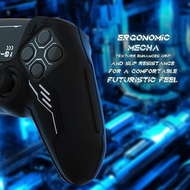 Alt view image 6 of 7 - PlayVital Mecha Edition Silicone Cover Compatible with ps5 Controller with 2 Joystick Caps and 6 Stickers, Shockproof Non-Slip Grip Protector Accessories, Fits for ps5 Charging Station - Black