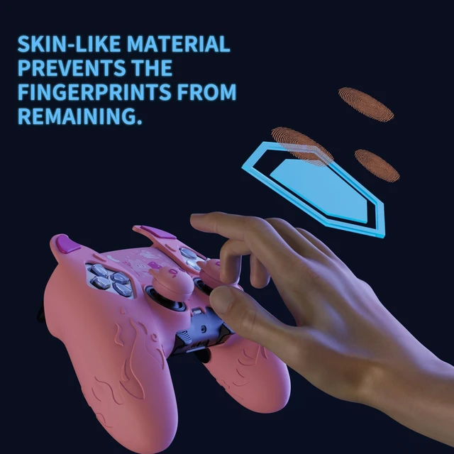 Alt view image 4 of 7 - PlayVital for PS5 Edge Controller Skin | Demon Pink Silicone Cover with Touchpad Sticker & Thumb Grip Caps | Cute Protecter Case Accessories