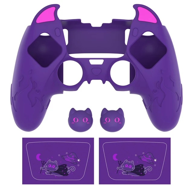 Alt view image 2 of 7 - PlayVital for PS5 Edge Controller Skin | Demon Purple Silicone Cover with Touchpad Sticker & Thumb Grip Caps | Cute Protecter Case Accessories