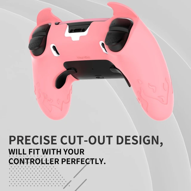 Alt view image 6 of 7 - PlayVital for PS5 Edge Controller Skin | Demon Pink Silicone Cover with Touchpad Sticker & Thumb Grip Caps | Cute Protecter Case Accessories