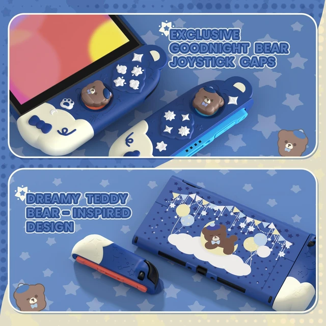Alt view image 6 of 7 - PlayVital Good Night Bear Dockable Case for Nintendo Switch 2 with Stand | Split Design Silicone Joycon Grips, PC Console Hard Shell, 2 Joystick Caps | Cute Protective Cover Bundle Midnight Blue