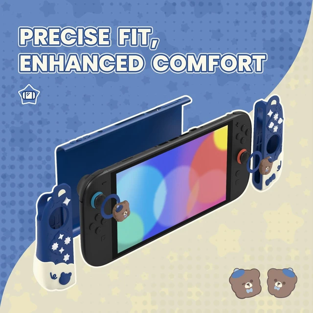 Alt view image 3 of 7 - PlayVital Good Night Bear Dockable Case for Nintendo Switch 2 with Stand | Split Design Silicone Joycon Grips, PC Console Hard Shell, 2 Joystick Caps | Cute Protective Cover Bundle Midnight Blue