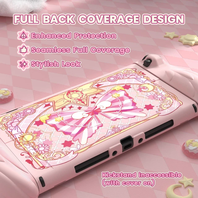 Alt view image 4 of 7 - PlayVital Magic Wings Protective Case with Stand for Nintendo Switch 2 | Joycon Silicone Grips, PC Console Hard Shell, 2 Joystick Caps | Cute Animal Accessories Dockable Cover for Switch 2 - Pink