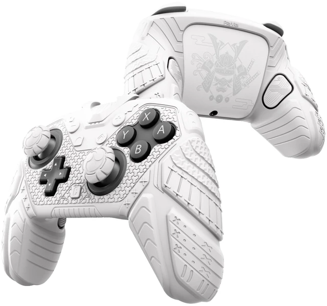 Main image of PlayVital for Nintendo Switch 2 Pro Controller Skin Cover Samurai Armor Edition Silicone Case for Switch 2 Pro Controller with Back Button Caps & Thumb Grip & Sticker, Shockproof - White