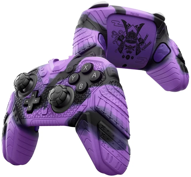 Main image of PlayVital for Nintendo Switch 2 Pro Controller Skin Cover Samurai Armor Edition Silicone Case for Switch 2 Pro Controller with Back Button Caps & Thumb Grip & Sticker, Shockproof - Purple & Black
