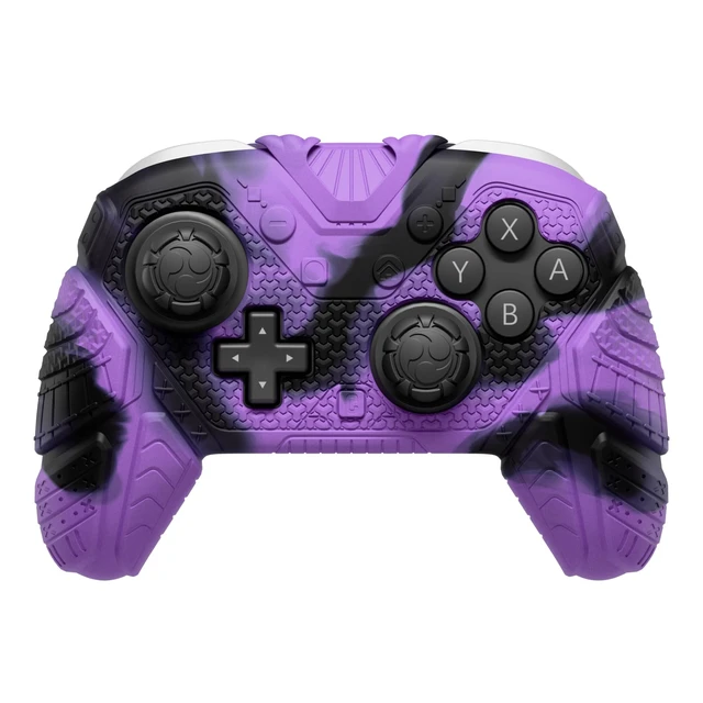 Alt view image 6 of 7 - PlayVital for Nintendo Switch 2 Pro Controller Skin Cover Samurai Armor Edition Silicone Case for Switch 2 Pro Controller with Back Button Caps & Thumb Grip & Sticker, Shockproof - Purple & Black