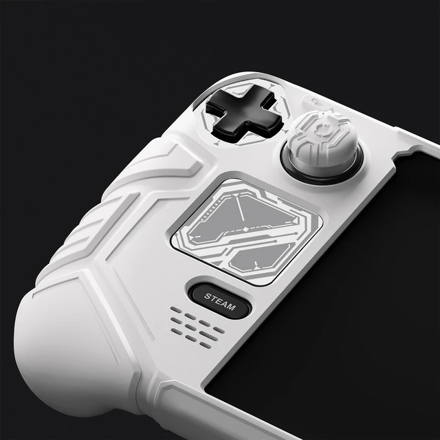 Alt view image 2 of 7 - PlayVital Mecha Protective Case for Steam Deck Anti-Slip Silicone Grip Cover for Steam Deck OLED & LCD | Shockproof Shell with Back Button Enhancement Set & Thumb Grips & Stickers White